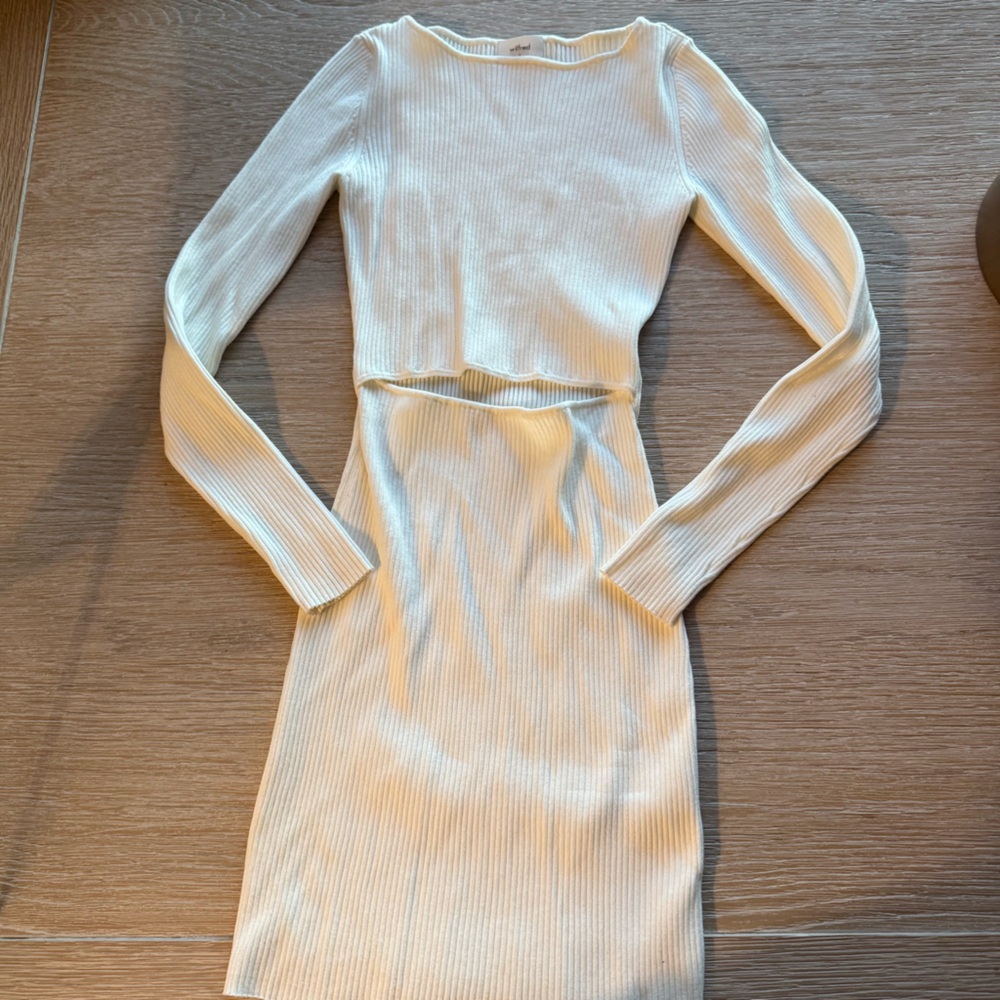 Aritzia Ivory Ribbed Knit Dress